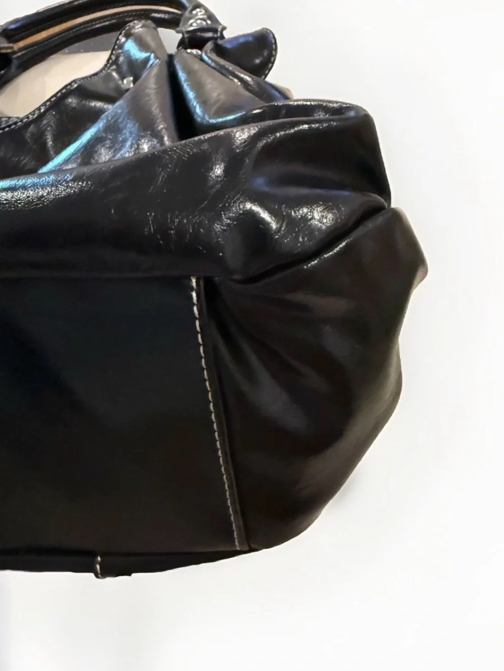 Y2K Black Studded Shoulder Bag Oversized Multicolored Flower Rhinestone Slouch